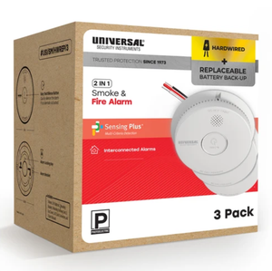 USI 3-Pack Hardwired Smoke & Fire Alarm with Replaceable Battery Backup, USI/SM/HWREP/3 – Case of 3 Minimum
