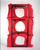 The Energy Conservatory Minneapolis Blower Door 3-fan system with three Model 3 fans, red three-hole panel, commercial aluminum frame, and DG-1000 gauges