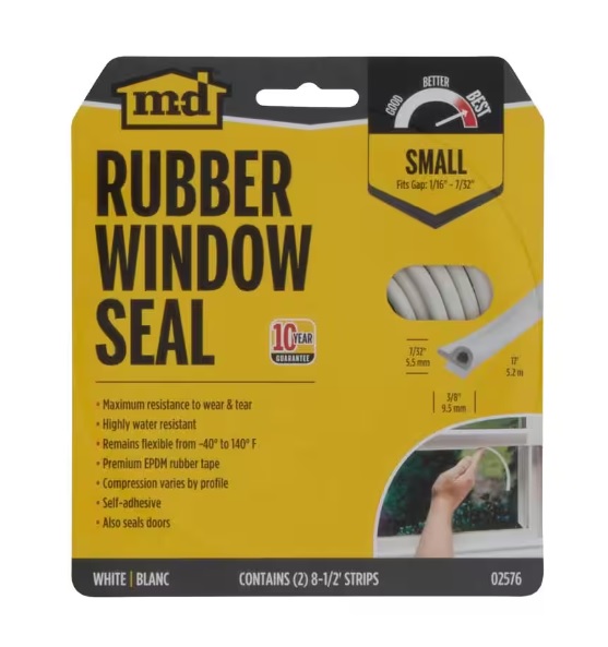 M-D Building Products EPDM White Premium Rubber Window Seal 7/32