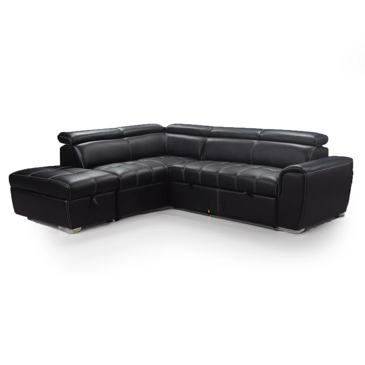Nevada Leather Corner Sofa Bed With Headrests | Fast Delivery
