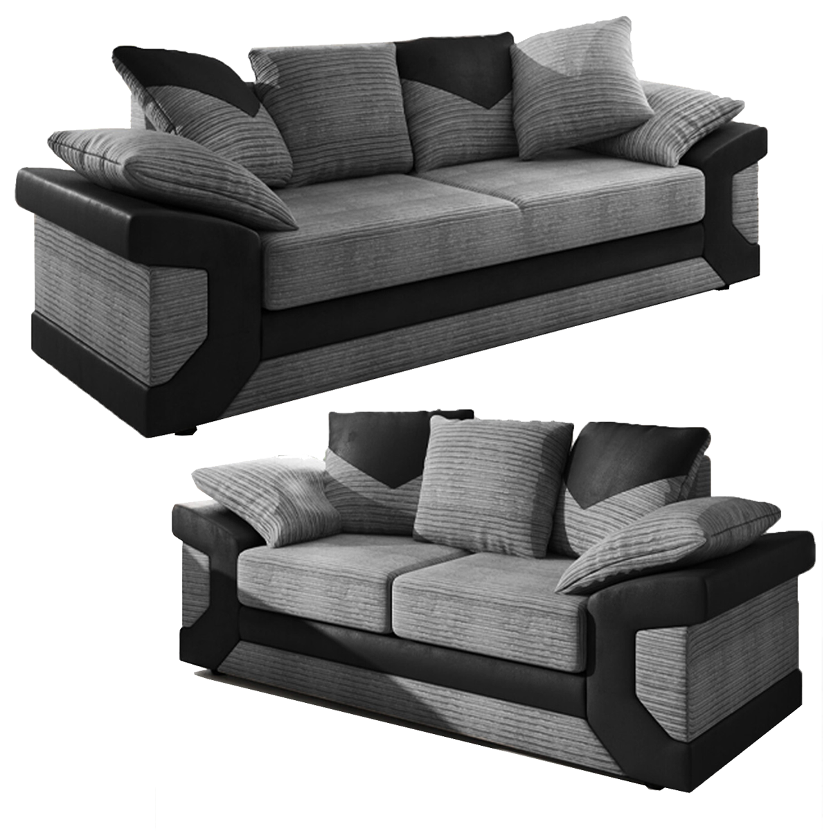 Dino Fabric and Leather Trim 3 Seater Sofa | The Online Sofa Shop
