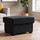 Milan Footstool Chenille Fabric With Storage Black, Grey or Mink