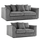 Oxford Full Jumbo Cord Sofa Set - Scatter back 2 Piece sofa suite Grey