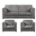 Oxford Full Jumbo Cord 3 Seater and 2 Armchairs - Full back Grey