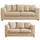 Casper Chenille Beige Fabric Sofa Suite Curved Arm Small Scatter Back Set