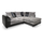 Luca Black and Grey fabric and leather mixed corner sofa 4 seater l shaped