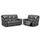 Boston Leatherair High Quality 3 + 2 Manual Reclining Sofa suite Grey Large