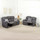 Alaska Grey Full Fabric Manual Reclining Sofa Suite