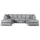Bishop U Shaped Alaska Fabric Grey 5 Seater