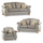 Freya 3 Piece Sofa Suite Grey Fabric Chenille Chesterfield Scroll Arms High Back