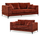 Aluxo Lenox Rust Velvet Fabric Sofa Suite