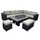 L shaped black rattan furniture fire pit table 9 seater garden set