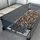L Shaped 9 Seater Black Rattan Patio Set With Fire Pit Table