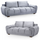 Zura modern plush velvet 3 and 2 sofa suite grey charcoal living room seating