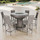 Grey Rattan Garden Bar Set with Ice Bucket Table 6 Seater