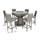 Grey Rattan Garden Bar Set with Ice Bucket Table 6 Seater