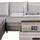 Grey Rattan Garden Corner Sofa Set with Rising Fire Pit Table