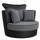 Dino Round Swivel Chair Black and Grey