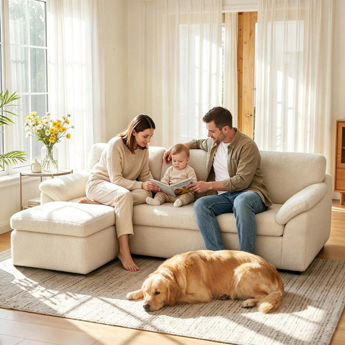Bonnie Modular U shape Corner Boneless Cloud Comfy Fabric Sofa