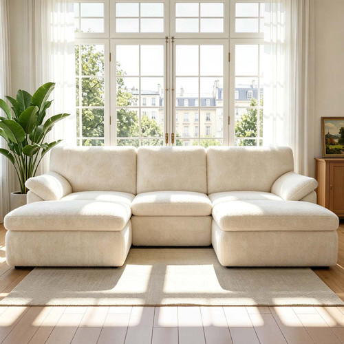 Bonnie Modular U shape Corner Boneless Cloud Comfy Fabric Sofa
