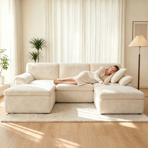 Bonnie Modular U shape Corner Boneless Cloud Comfy Fabric Sofa