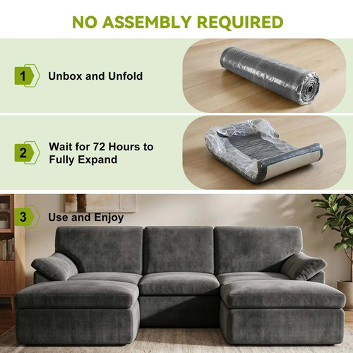 Bonnie Modular U shape Corner Boneless Cloud Comfy Fabric Sofa
