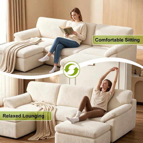 Bonnie Modular U shape Corner Boneless Cloud Comfy Fabric Sofa