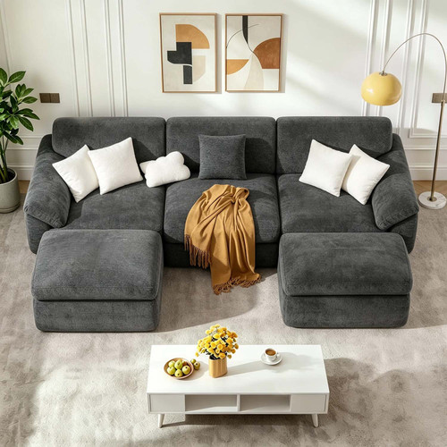Bonnie Modular U shape Corner Boneless Cloud Comfy Fabric Sofa
