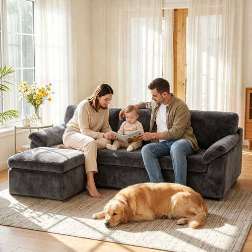 Bonnie Modular U shape Corner Boneless Cloud Comfy Fabric Sofa