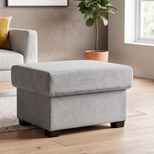 Milan Footstool Chenille Fabric With Storage Black, Grey or Mink