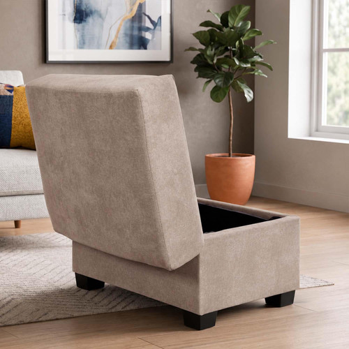 Milan Footstool Chenille Fabric With Storage Black, Grey or Mink