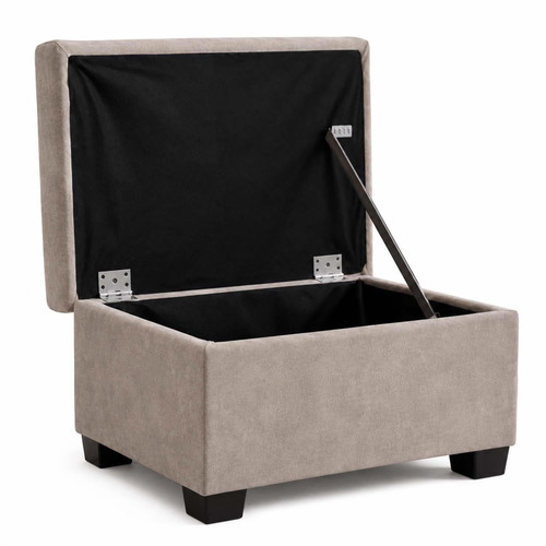 Milan Footstool Chenille Fabric With Storage Black, Grey or Mink