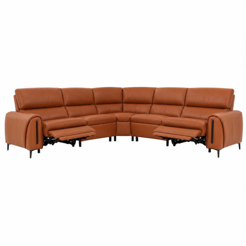 Aria 5 Seater Electric Power Reclining Corner sofa Tan