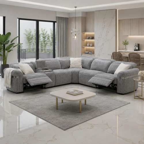 Buxley 5 Seater Electric Reclining Corner Sofa with Console