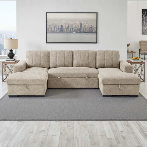 Comaro U Shaped Sofa Bed Twin Storage Chaises – 5 Seater
