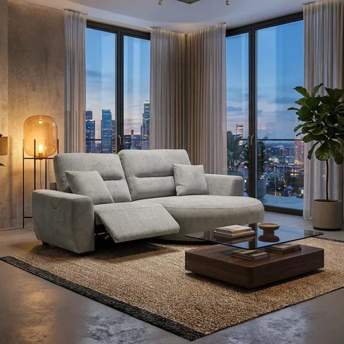 Denton Electric Recliner Chaise Chenille Fabric Sofa