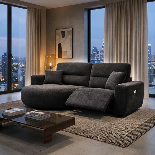 Denton Electric Recliner Chaise Chenille Fabric Sofa