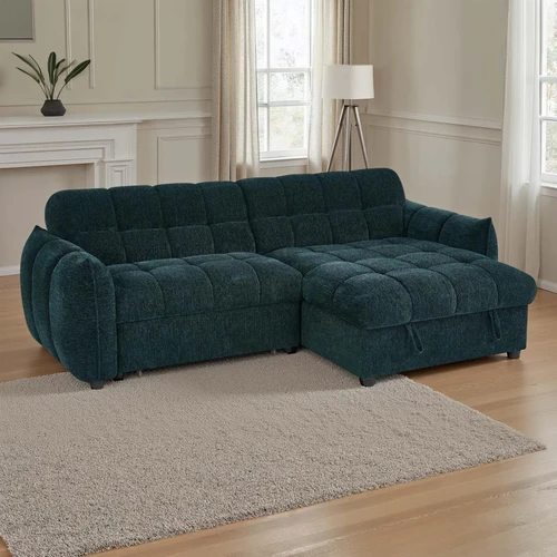 Fenton Universal Corner Sofa Bed with Storage Chaise Chenille Fabric