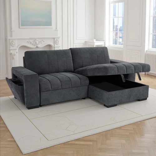 Frankie Universal Corner Sofa Bed with Storage, USB & Cupholder