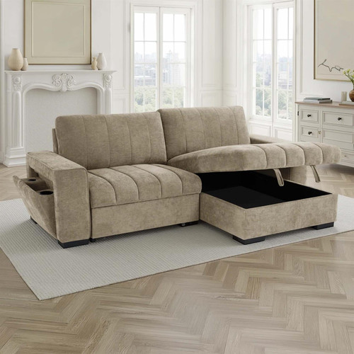 Frankie Universal Corner Sofa Bed with Storage, USB & Cupholder