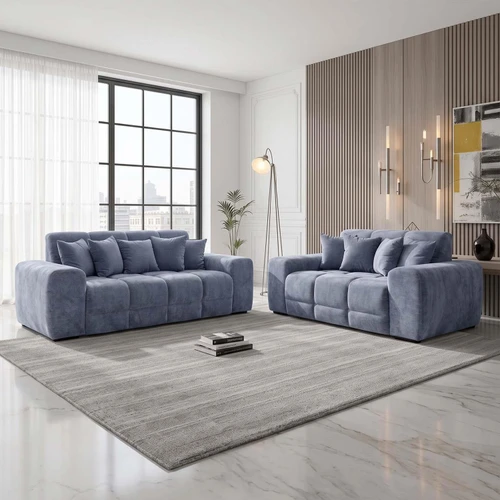 Jenson Plush Velvet 3 + 2 Seater Sofa Set