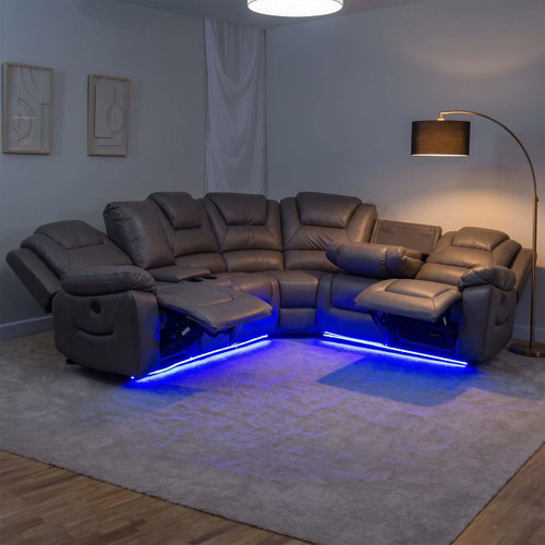 Oxbridge 5 Seater Electric Reclining Corner Sofa with LED Lights