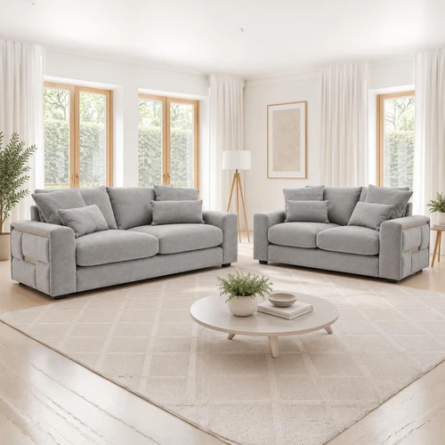 Juno Chenille 3 + 2 Seater Sofa Set – Beige or Grey