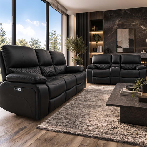 Bentley Black Electric Reclining 3 + 2 Seater Sofa Suite