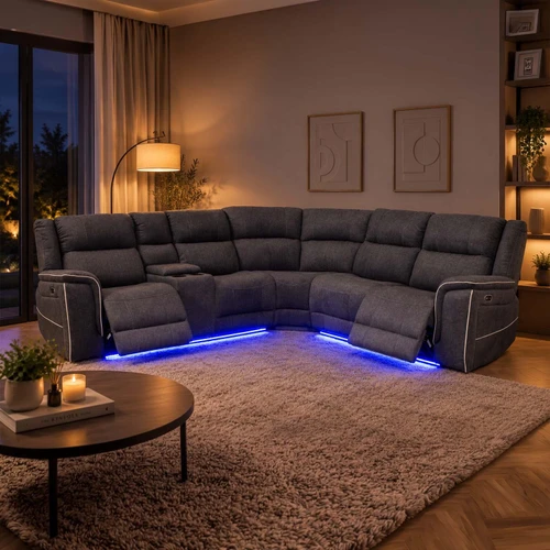 Anna Grey Fabric 5 Seater Electric Reclining Corner Sofa