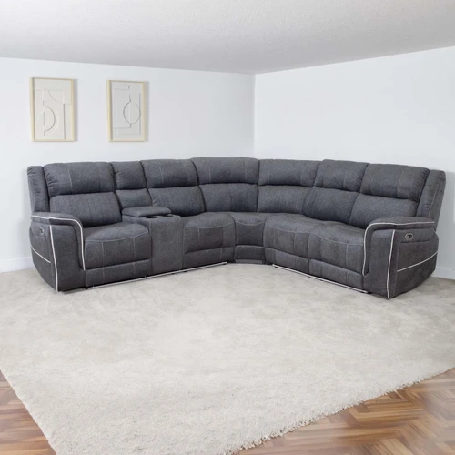 Anna Grey Fabric 5 Seater Electric Reclining Corner Sofa
