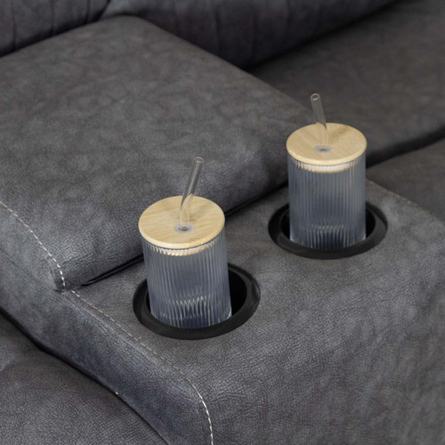 Anna Grey Fabric 5 Seater Electric Reclining Corner Sofa