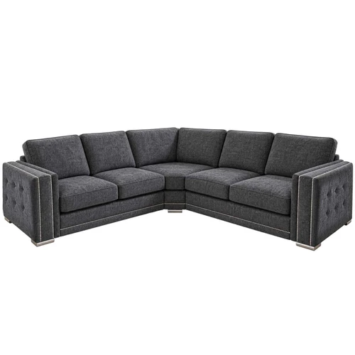 Brentford Grey Chenille Full Back Corner Sofa
