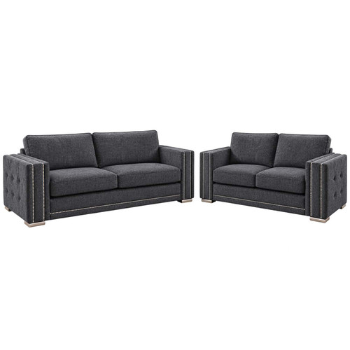Brentford Grey Chenille 3 + 2 Sofa Suite – Full Back