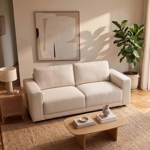 Melrose 2 Seater Woven Fabric Sofa Beige or Grey